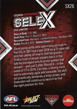 2018 Select Footy Stars - Selex #SX26 Kyle Langford Back